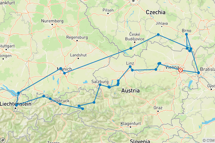 Karte von Österreich, Bayern & Mähren