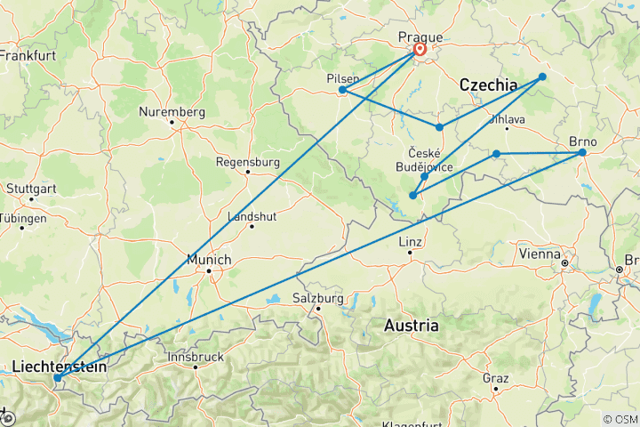 Kaart van Bohemen en Moravië