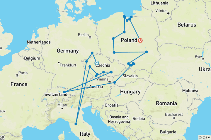 Carte du circuit Perles tchèques et pleine Pologne