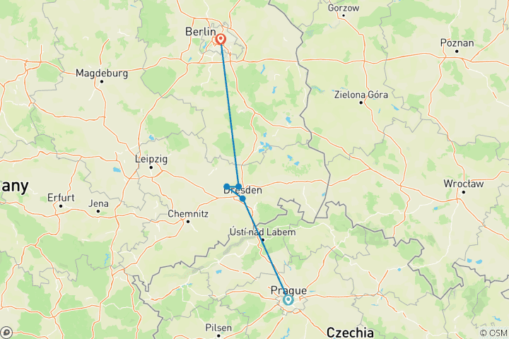 Karte von Von Prag nach Berlin