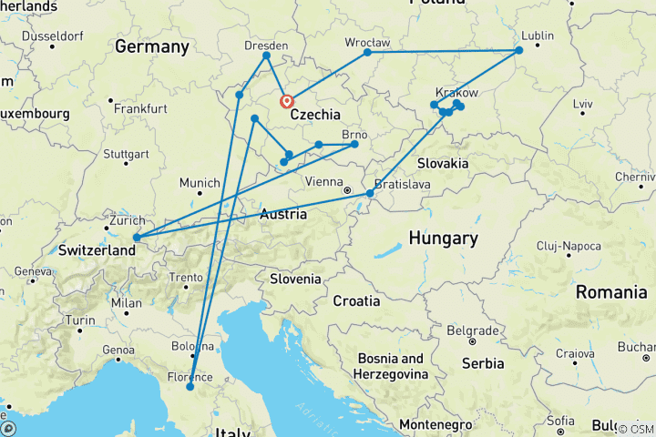 Carte du circuit Perles tchèques et cœur de Pologne