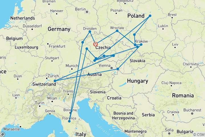 Carte du circuit Tchèque intégrale et Pologne essentielle