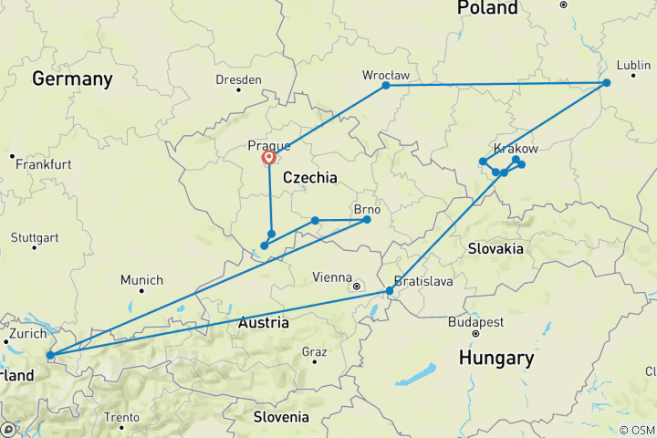 Carte du circuit Le meilleur de la Czchia et de la Pologne