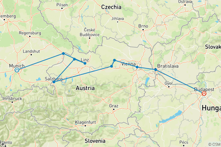 Kaart van Een culinaire ervaring op de Donau Dreams (in oostelijke richting) 2027