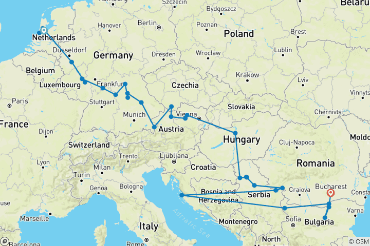 Mapa de Ríos emblemáticos de Europa: Rin, Meno y Danubio 2027