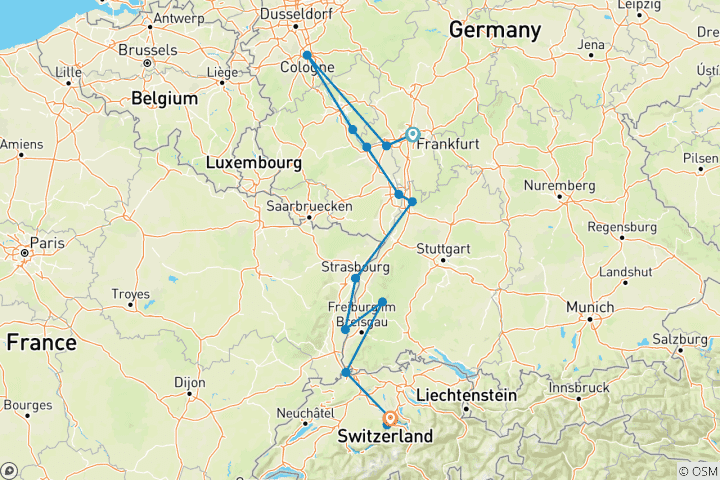 Kaart van Kerst aan de romantische Rijn met 2 overnachtingen in Luzern (heen en terug) 2027
