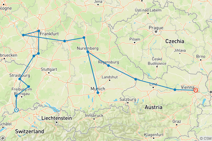 Mapa de Navidad de Basilea a Viena 2027