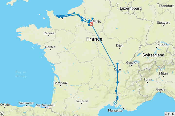 Karte von Grand France Richtung Norden
