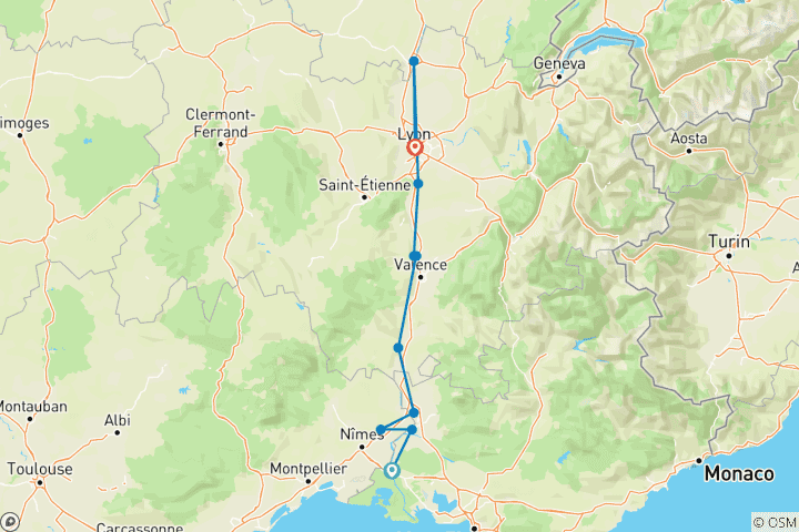 Mapa de Borgoña y Provenza para los amantes del jazz (en dirección norte) 2027