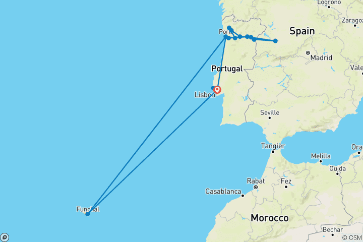 Mapa de Vida Portugal: Viñedos y Pueblos del Duero con 3 Noches en Lisboa y Sabor a Madeira