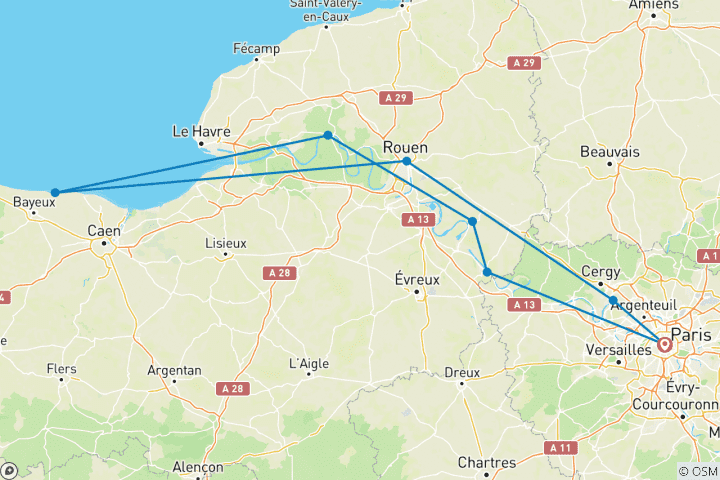 Map of Paris to Normandy WWII Remembrance & History Cruise 2027