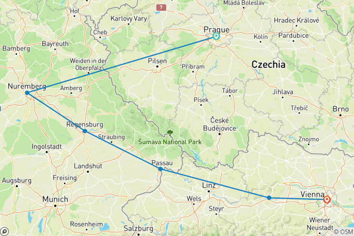 Mapa de Navidad en el Danubio con 2 noches en Praga (en dirección este) 2027