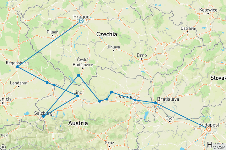 Karte von Donauträume für Weinliebhaber mit 2 Nächten in Prag ostgehend