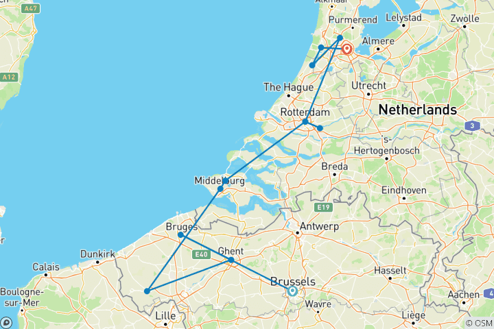 Mapa de Tesoros de Bélgica y Holanda con 1 noche en Bruselas 2027