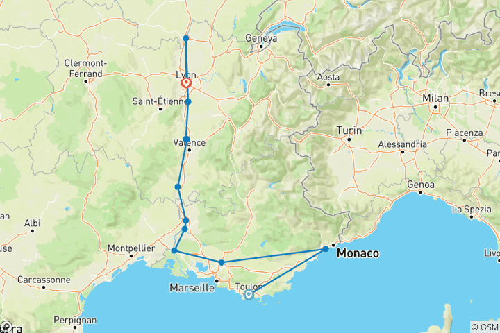 Karte von Burg & Provence mit 2 Übernachtungen an der Côte d'Azur für Jazz-Liebhaber Nordrichtung