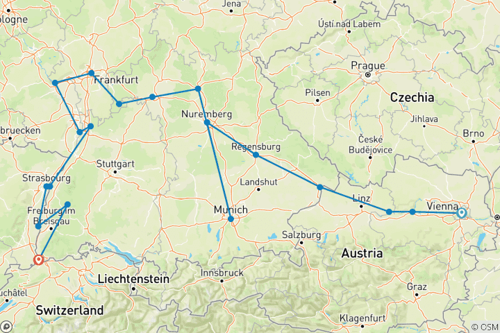 Mapa de Navidad de Viena a Basilea 2027