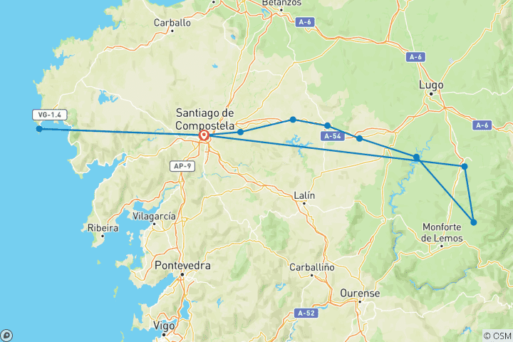 Map of Walking the Camino de Santiago (11 destinations)