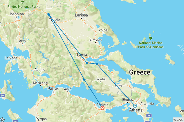 Carte du circuit Grèce Odyssée Merveilles et traditions antiques - 4 jours