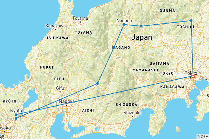 Carte du circuit Voyage enchanteur à travers le Japon intemporel - 6 jours