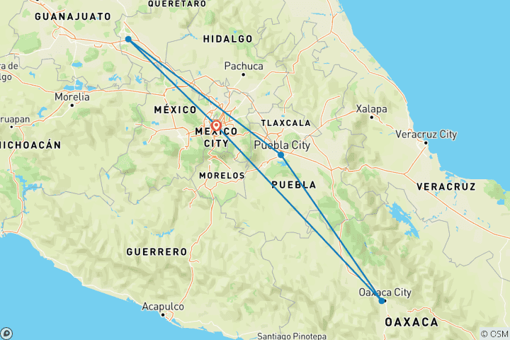 Carte du circuit Aventure culturelle et historique mexicaine - 8 jours