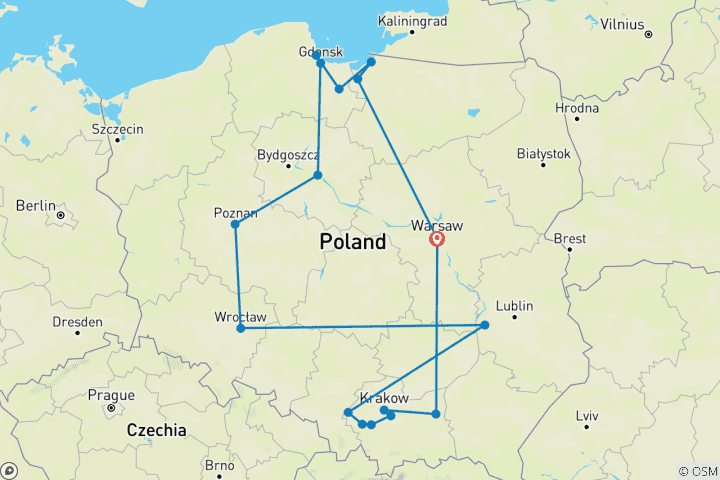 Carte du circuit Explorez la piste du riche patrimoine polonais - 10 jours