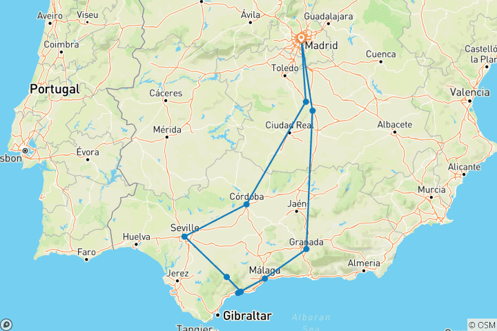 Karte von Majestätische Reise durch das Herz Spaniens7 Tage