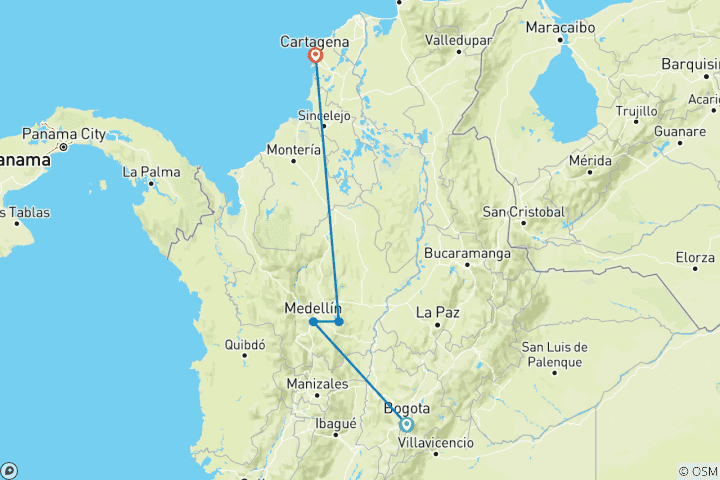 Carte du circuit Le rythme cardiaque de la Colombie : Des montagnes aux Caraïbes