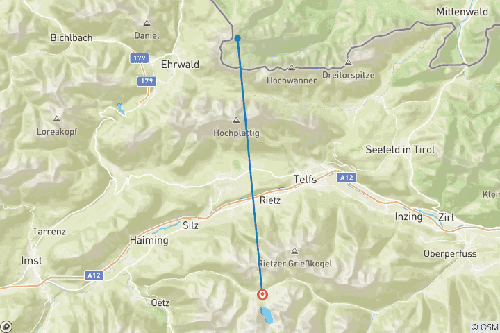 Kaart van Wandelroute in het Kühtaital