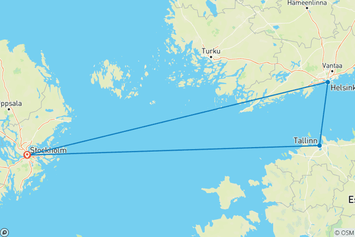 Carte du circuit De Stockholm aux pays baltes