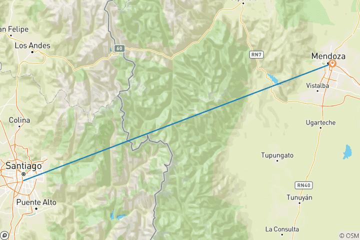 Mapa de Los Andes en un vaso - Chile y Argentina