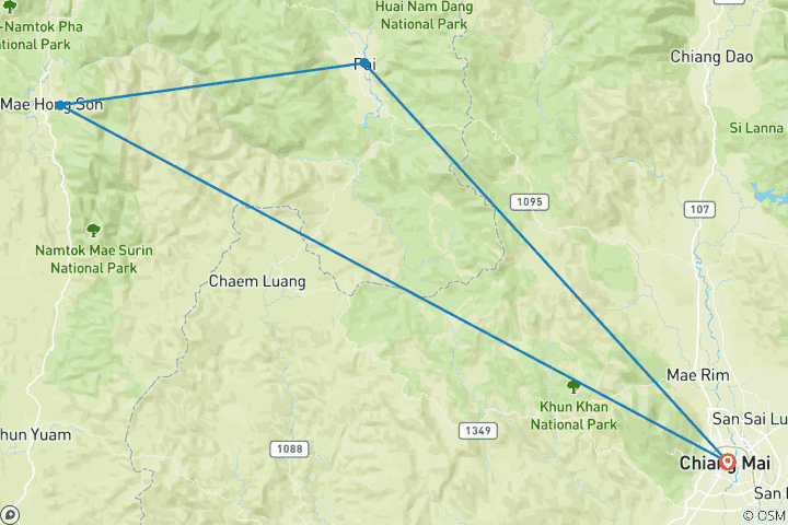 Map of A Scenic Discovery from Chiang Mai to Mae Hong Son