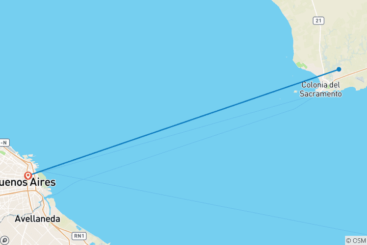 Carte du circuit Tango, vin et Colonia - Escapade à Buenos Aires