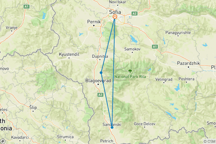 Map of Six-Night Luxury Escape: Four Nights at a 5* Spa Retreat & Two Nights in Sofia