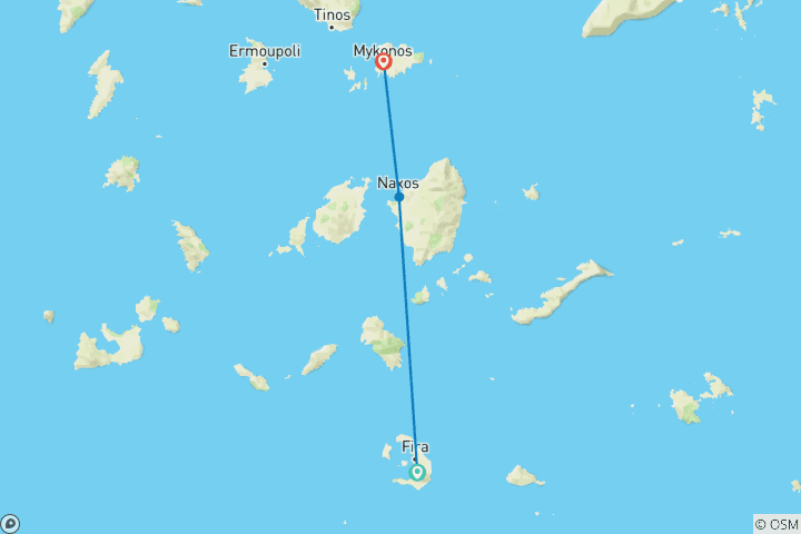 Carte du circuit SANTORINI ET CYCLADES Soleil, mer et vignobles