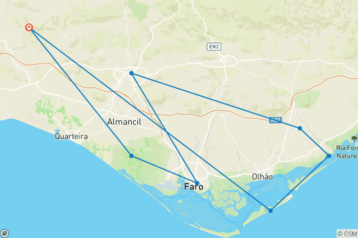 Carte du circuit L'Algarve à vélo et au-delà (8 jours)
