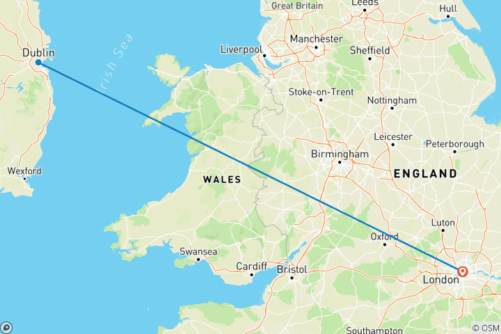 Carte du circuit Fête de la Saint-Patrick (Départ Londres)