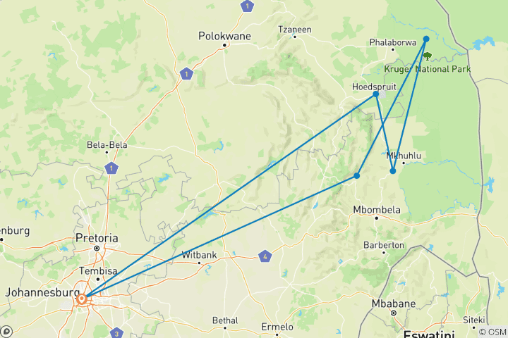 Carte du circuit Signature : Le parc national Kruger en Afrique du Sud