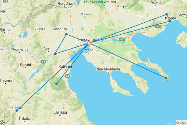 Carte du circuit SUR LES PAS DE ST-PAUL Un voyage spirituel et culturel dans le nord de la Grèce