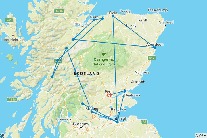 Karte von Herrschaftliches Schottland (von Dunblane bis Perth)