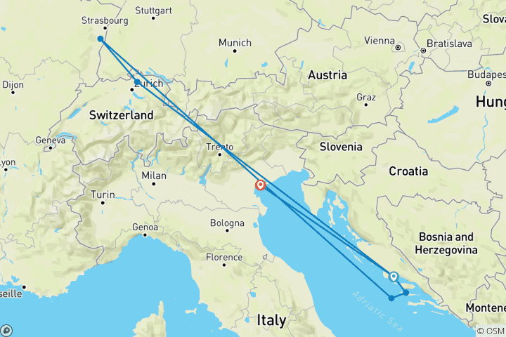 Karte von Katamaran-Kreuzfahrt Dalmatian Dream