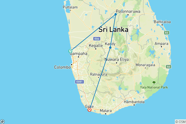 Carte du circuit Sri Lanka 