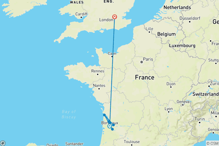 Karte von SchönBordeaux mit London