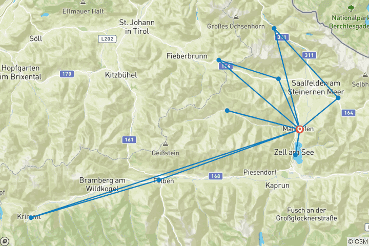 Carte du circuit Croisière panoramique en étoile Hôtel Quehenberger