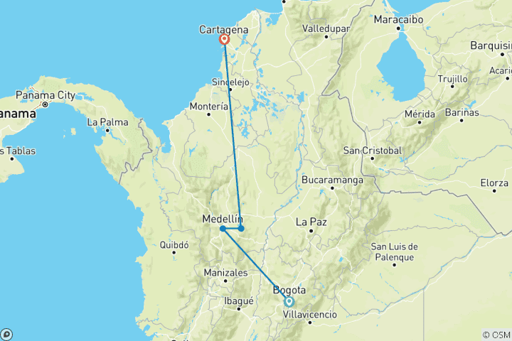 Carte du circuit Le rythme cardiaque de la Colombie : Des montagnes aux Caraïbes