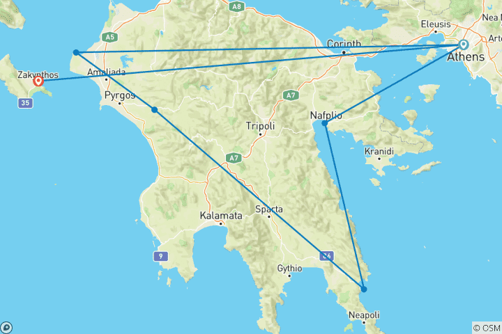 Kaart van Peloponnesos Ontdekken | Griekenland | 11 Dagen
