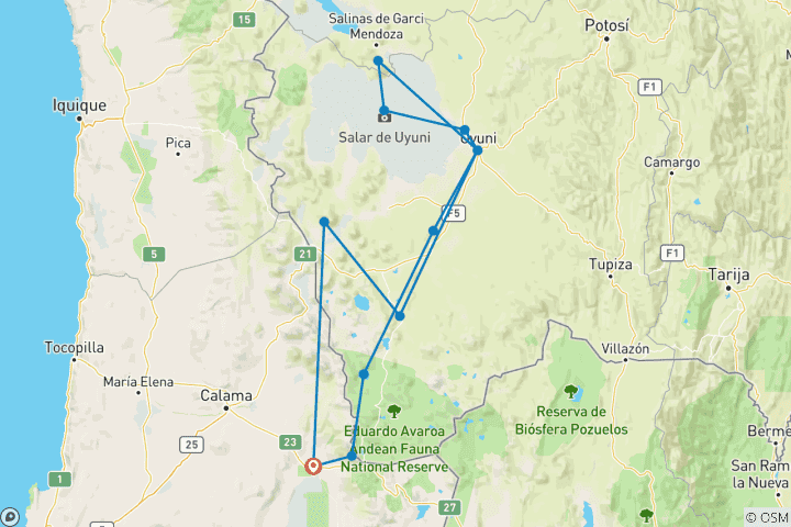 Map of Immersive Uyuni Salt Flat from Atacama