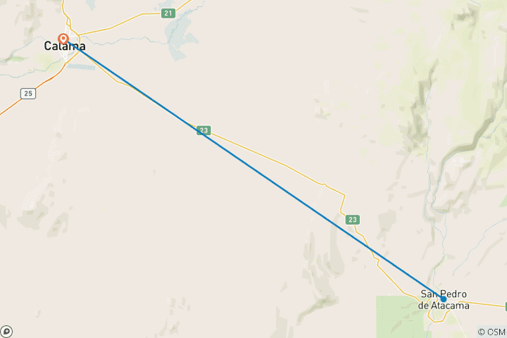 Carte du circuit Premium Atacama en 6 jours au départ de San Pedro : Vallée de la Lune, geysers du Tatio et plaine salée