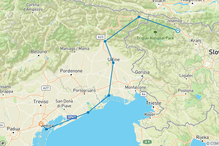 Carte du circuit Bled - Venedig