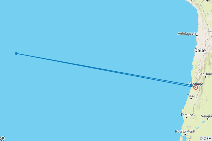 Kaart van Stille Oceaan onder, Andes achter