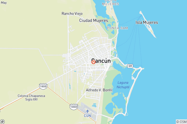 Mapa de Vacaciones de ensueño de 4 días en Cancún